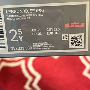 LeBron XX SE (PS) Kids Basketball Shoes - Electric Algae / University Gold